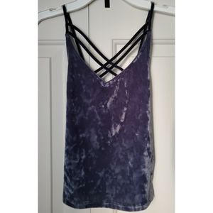 Dark Blue Crushed Velvet Crop Top (S)
